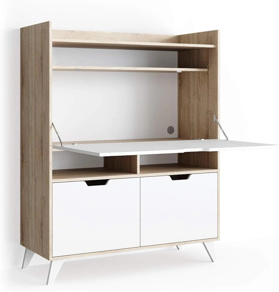 Scrivania per segretaria Berdi, Sonoma, 110 x 45 cm, adatto come postazione di lavoro per home office o studio