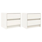 Comodini 2 pz-Set di 2 Tavolino da notte Bianchi 40x31x35,5 cm in Legno Massello di Pino