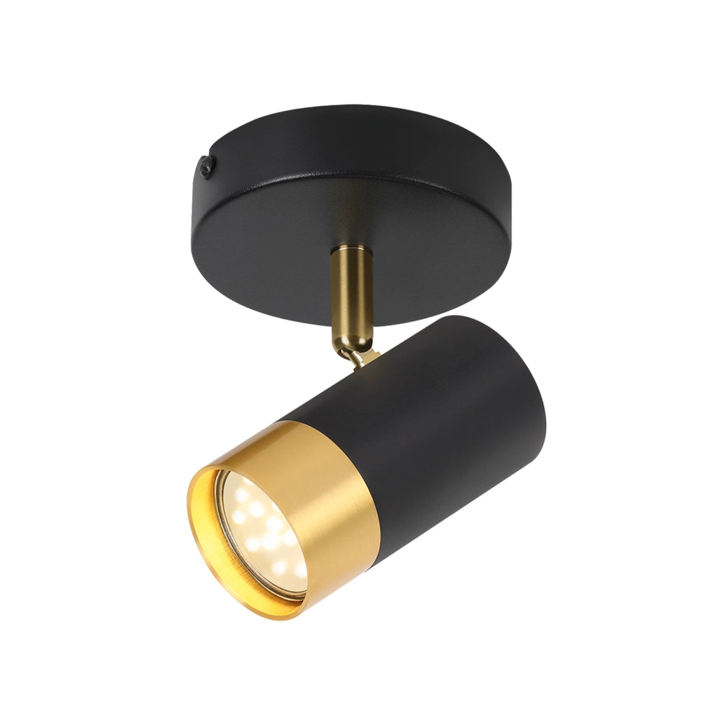 ZMH Faretto da soffitto 1 fiamma nero oro retro GU10 ruotabile 350° per soggiorno