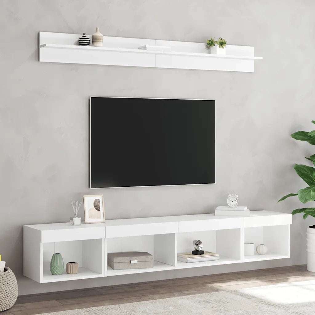 Mobili TV a Muro con LED 5pz Bianchi in Legno Multistrato 3216682