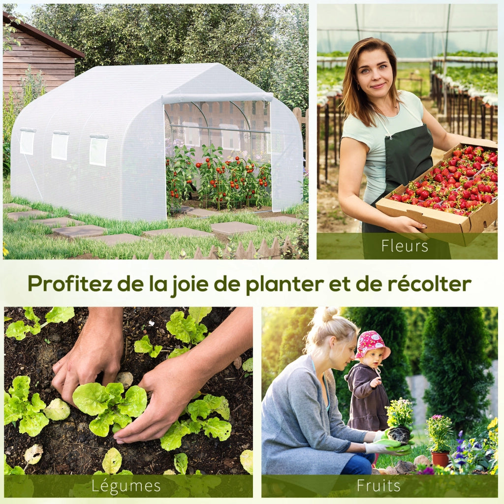 Serra Tunnel da Giardino ¨C zephmum ¨C Bianco Acciaio Galvanizzato 3.5x3x2 m