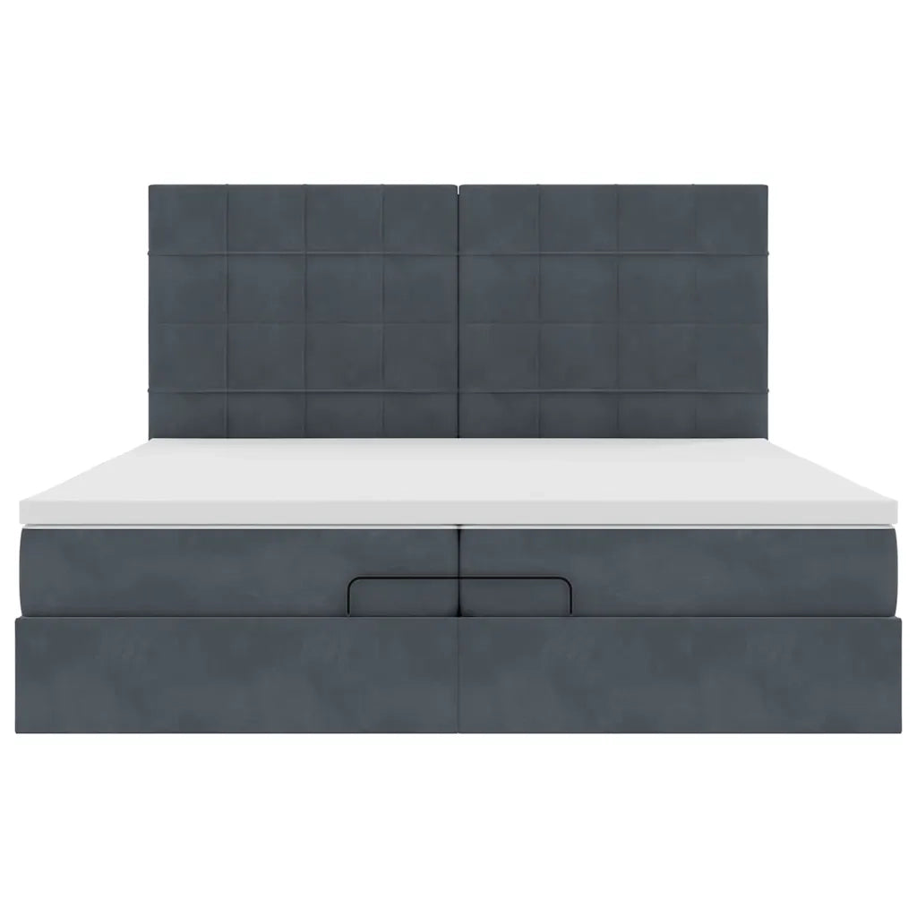 Struttura Letto Pouf con Materassi 200x200 cm Velluto