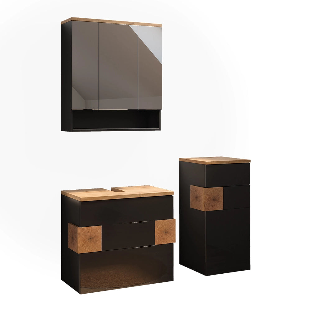 Vicco Set di mobili da bagno Antracite 3 parti