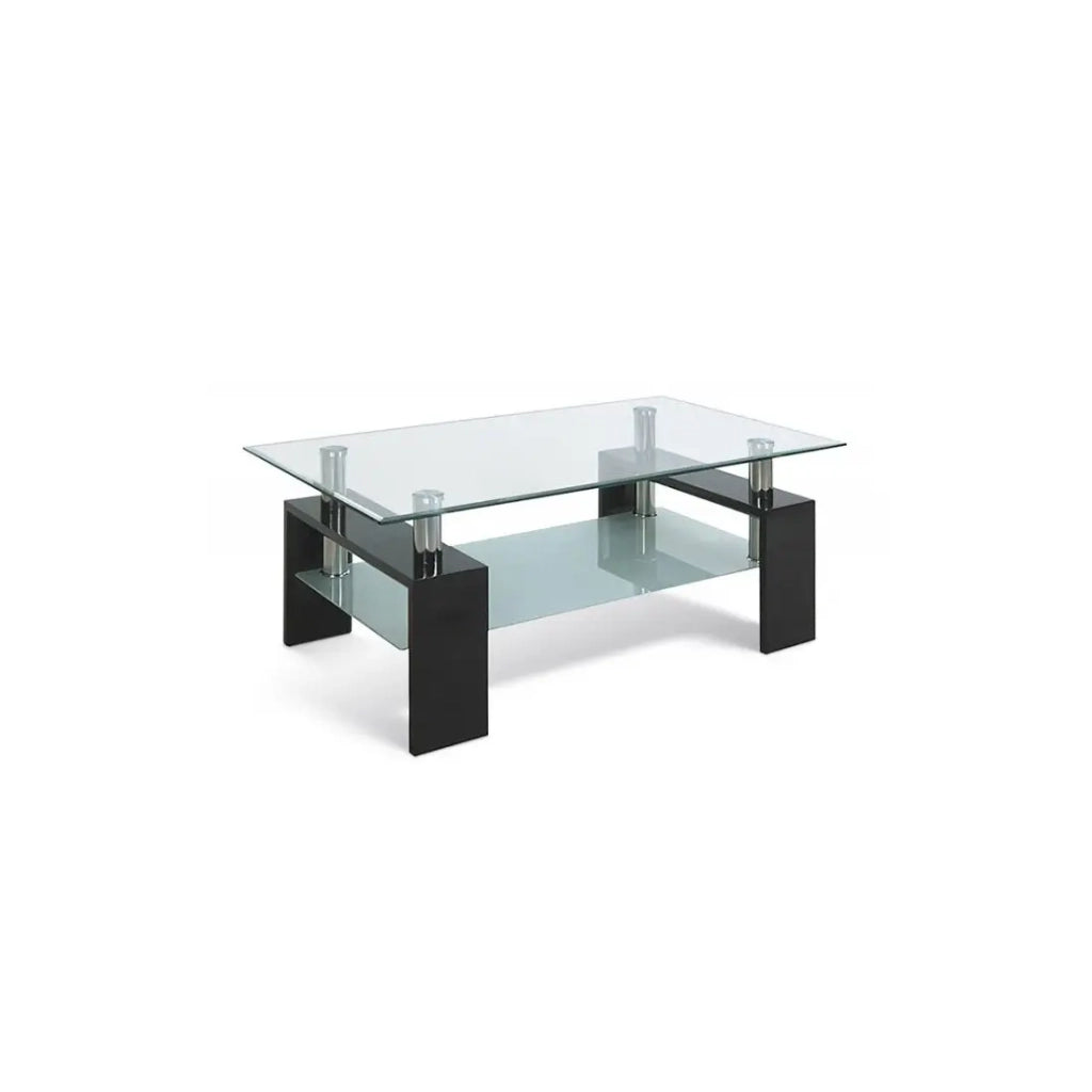 Tavolino MAGY – Vetro temperato nero lucido – 100x60 cm
