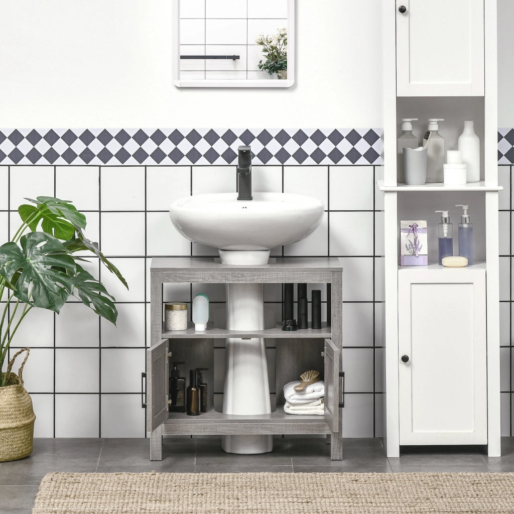 Armadietto Sottolavabo per Bagno Moderno ¨C zephmum ¨C Grigio 60x30x60 cm