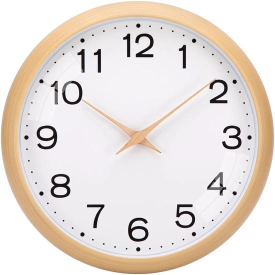 Orologio da Parete in Legno, Moderno, 30cm Quarzo, Grande, Batteria, Facile da Leggere, Adatto per Camera, Casa, Cucina, Camera da Letto, Ufficio, Scuola (Framme in Legno Bianco e Luminoso)