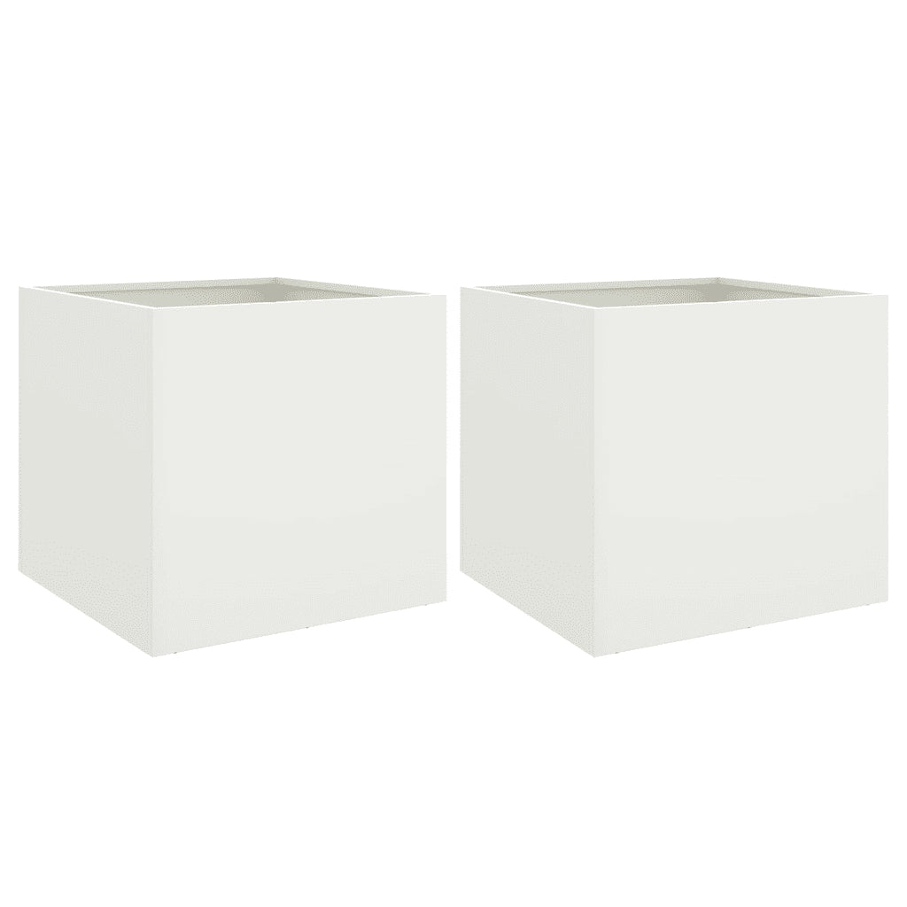 Fioriere 2 pz Bianche 42x40x39 cm in Acciaio 841550