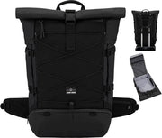 Zaino da Viaggio per Uomo e Donna Nero - Allen da Viaggio XL - 48L Zaino a Rolltop Grande - Ideale per Viaggi, Escursioni, Gite - Impermeabile