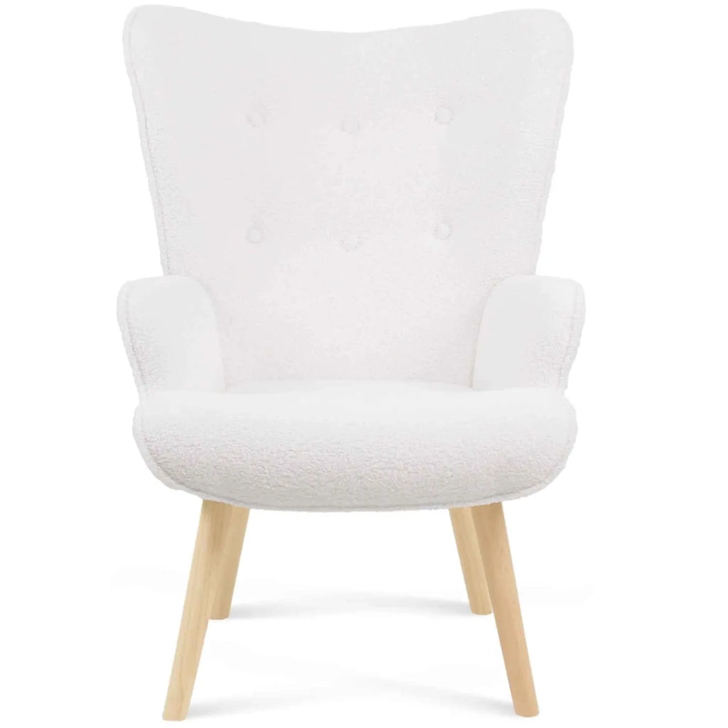 IDMarket - IVAR Poltrona scandinava in tessuto bouclette bianco