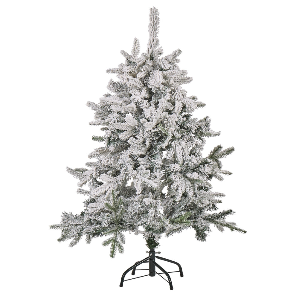 Albero di Natale Artificiale Bianco Innevato con Base in Metallo 120 cm