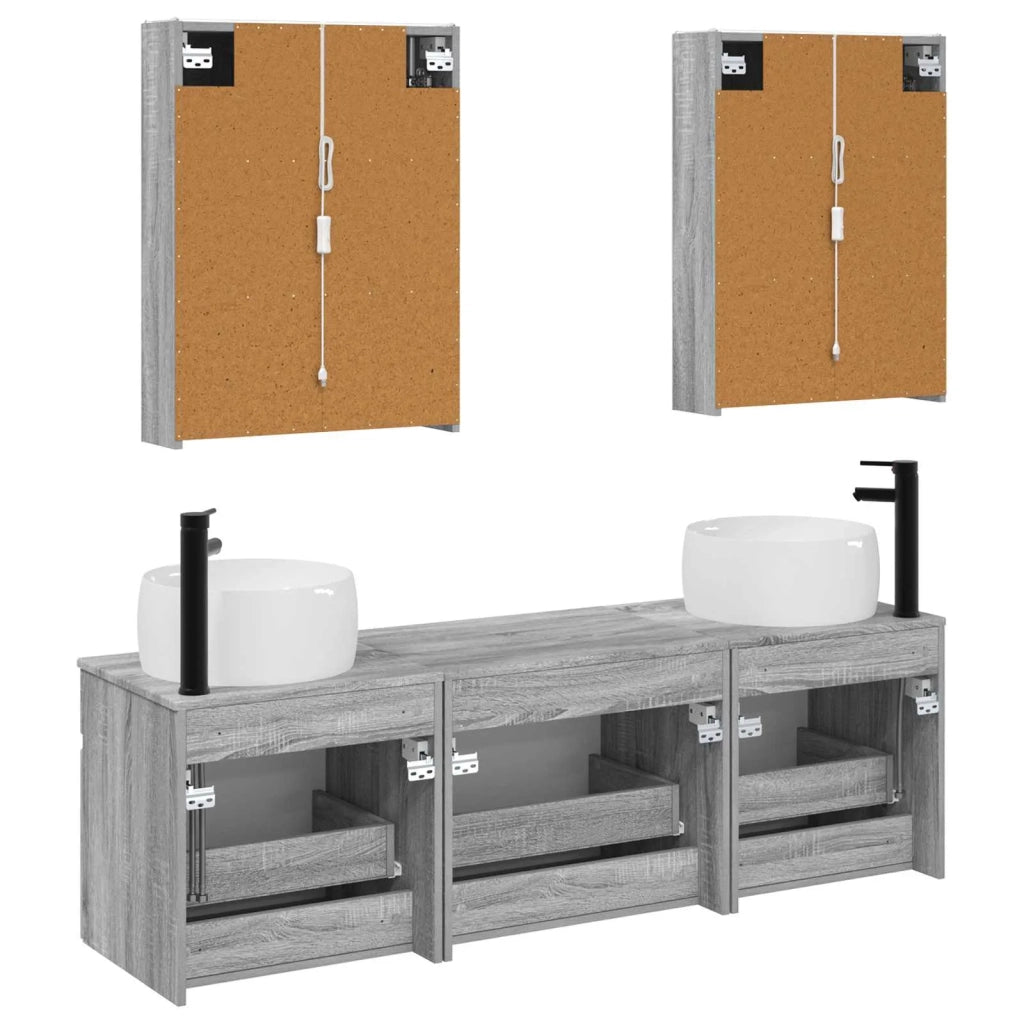 Set di Armadi da Bagno 5 pcs Sonoma grigio 53 x 15,5 x 70 cm 3406652