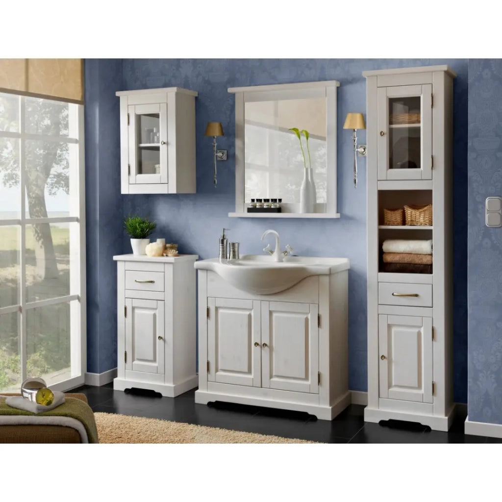 Lavabo da incasso CALMA 85 cm in ceramica bianca lucida
