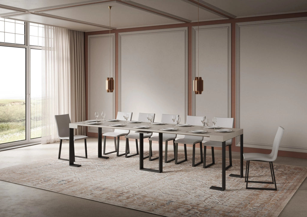 Consolle Allungabile 90-300x40x77 cm Sintesi Cashmere Telaio Antracite