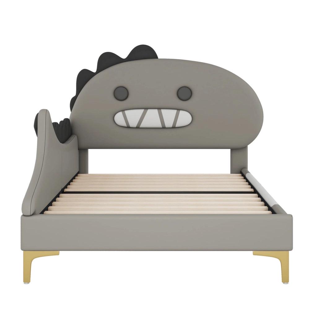Letto per bambini a forma di dinosauro grigio 90 x 200 cm