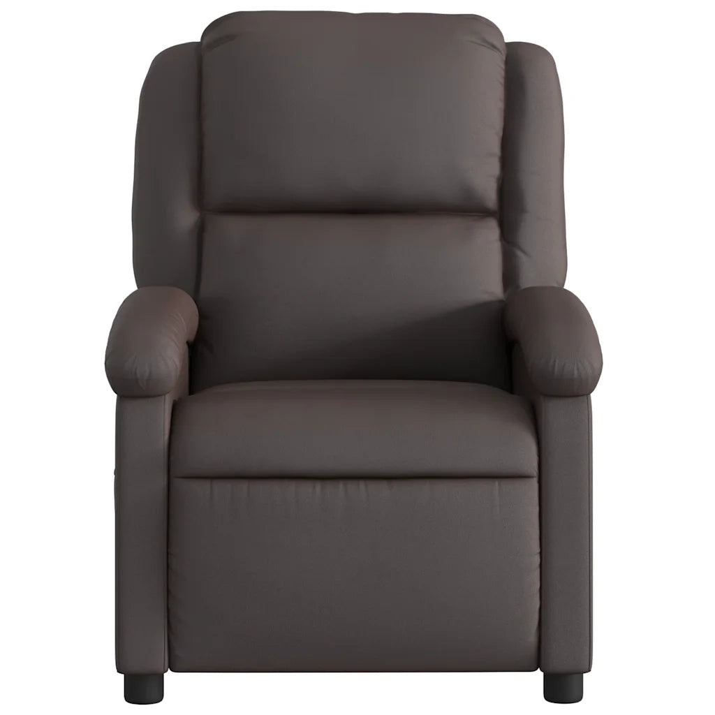 Poltrona | Sedia Relax Reclinabile Marrone Scuro in Vera Pelle