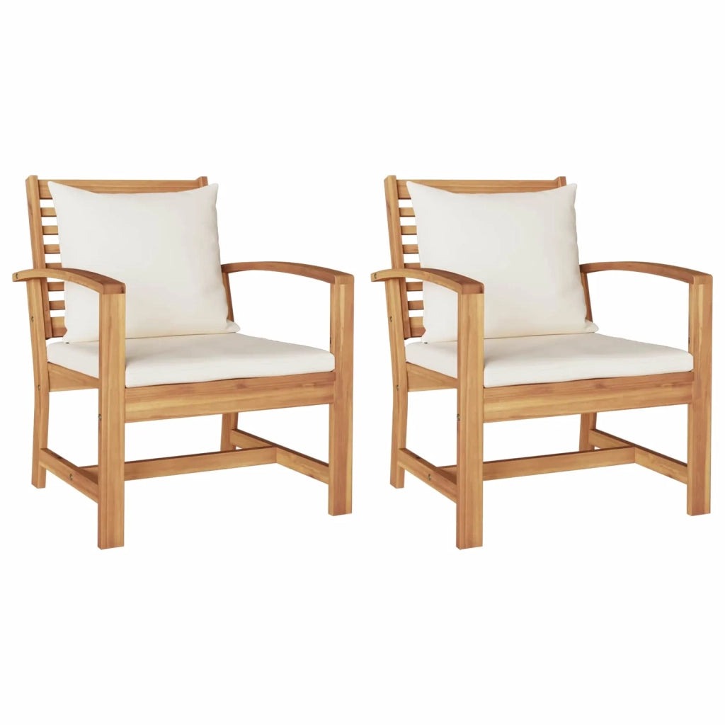 Sedia con cuscino 2 Pezzo Marrone e Crema 65 x 60 x 76,5 cm
