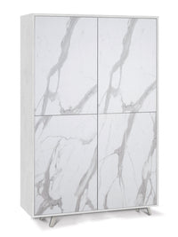 Mobile Multiuso 4 Ante 107x169x41 cm Ossido Bianco/Marmo Calacatta