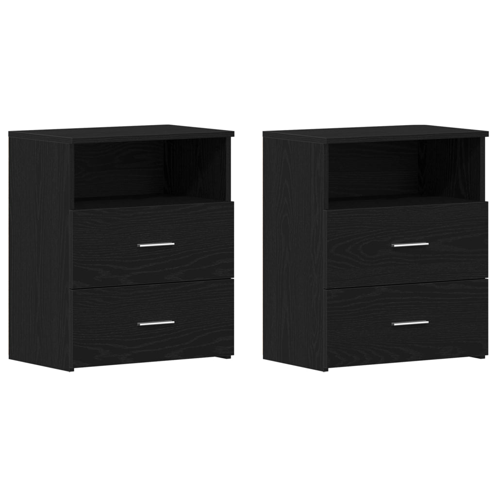Comodini 2 pz Nero Rovere 50x32x60cm Legno ingegnerizzato