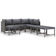 Set di mobili da giardino mobili da esterno 7 pezzi con cuscini resina intrecciata grigia 02_0017269