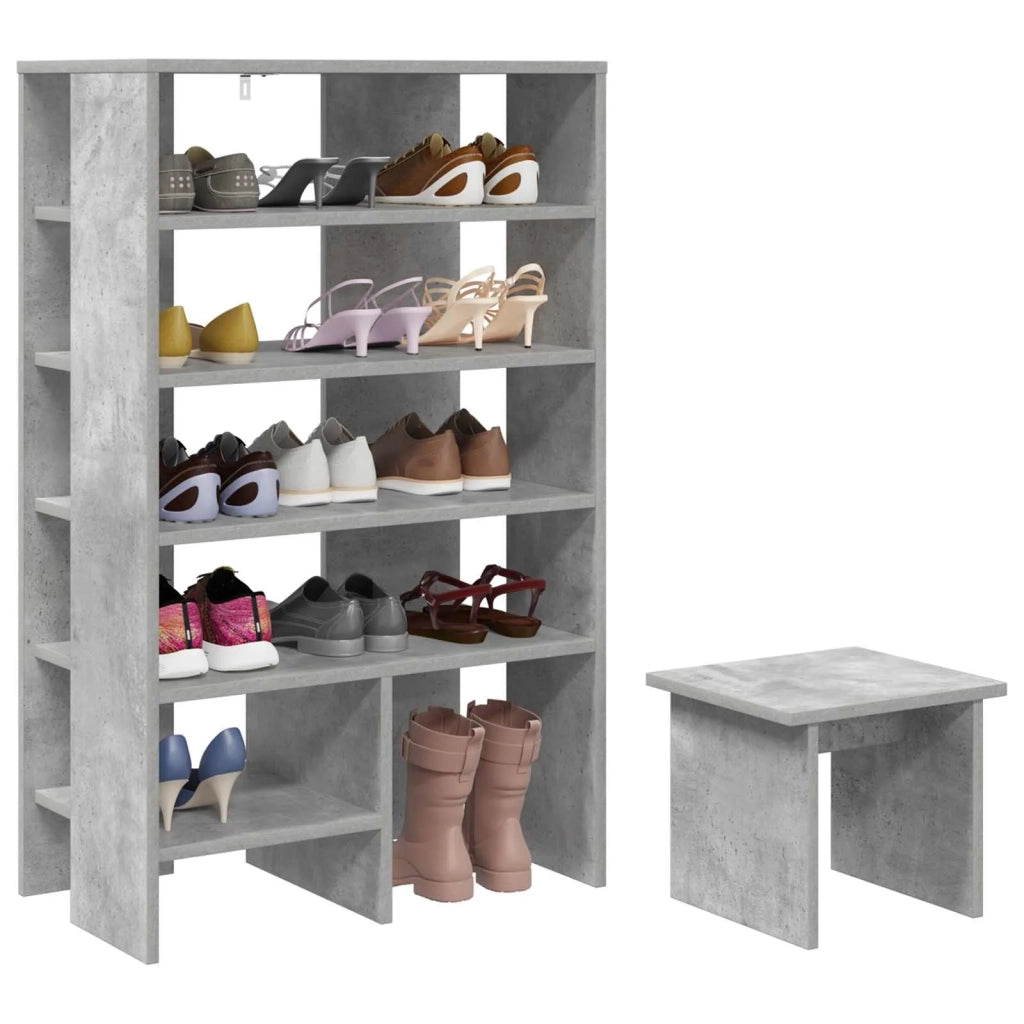 Mobile per scarpe 2 pz-Set di 2 Scarpiera Grigio cemento Legno multistrato