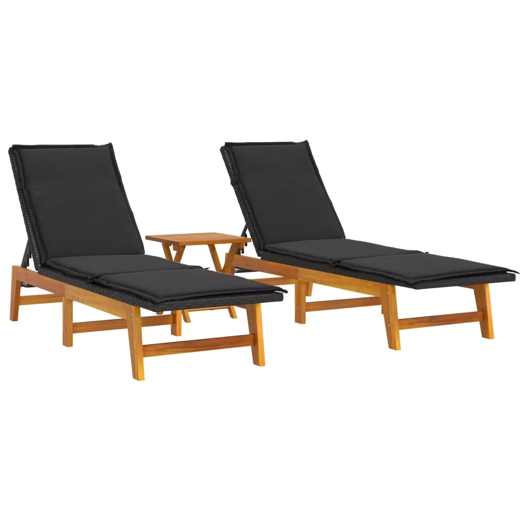 Set Mobili da Giardino 3 pz Polyrattan e Legno Massello Acaciacod mxl 76251