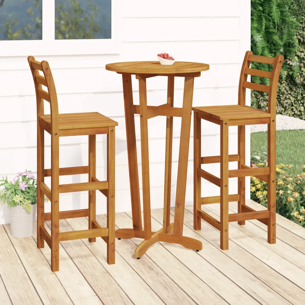 Set da Bar da Giardino 3 pz | Set Salotto da Giardino in Legno Massello di Acacia