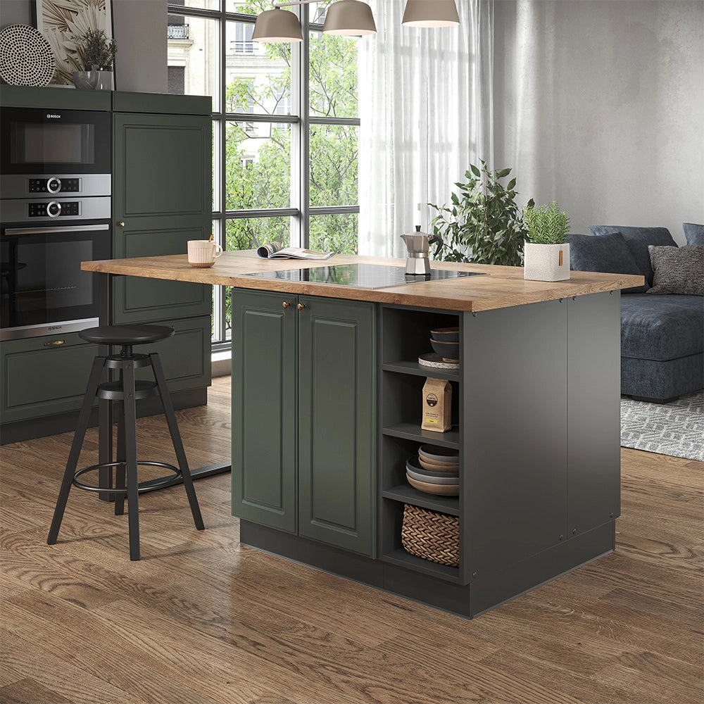 Isola cucina Fame-Line Verde-oro rustico/Antracite 90 cm senza piano di lavoro Vicco