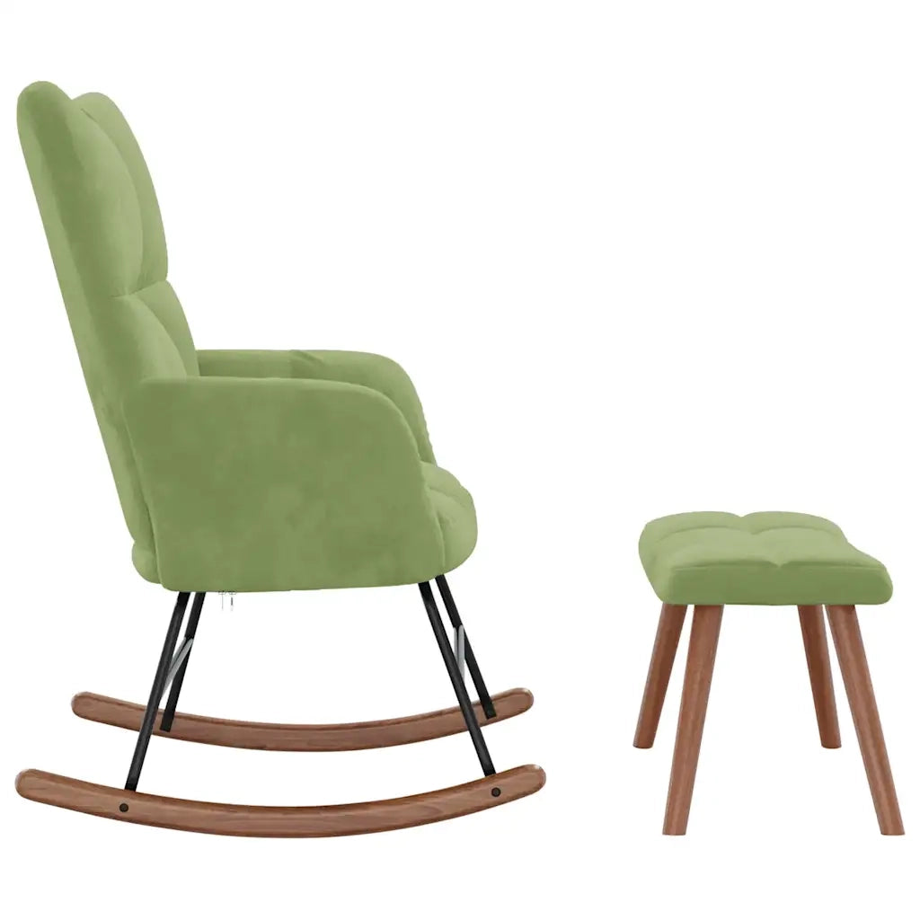 Poltrona a Dondolo con Poggiapiedi Verde Scuro in Velluto cod mxl 44165