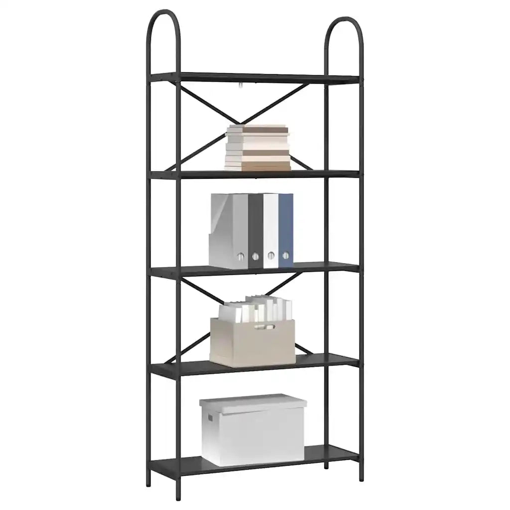 Libreria-Scaffale per Libri-Mobile di Stoccaggio Rovere Nero 80 x 30 x 183 cm Legno multistrato 465856