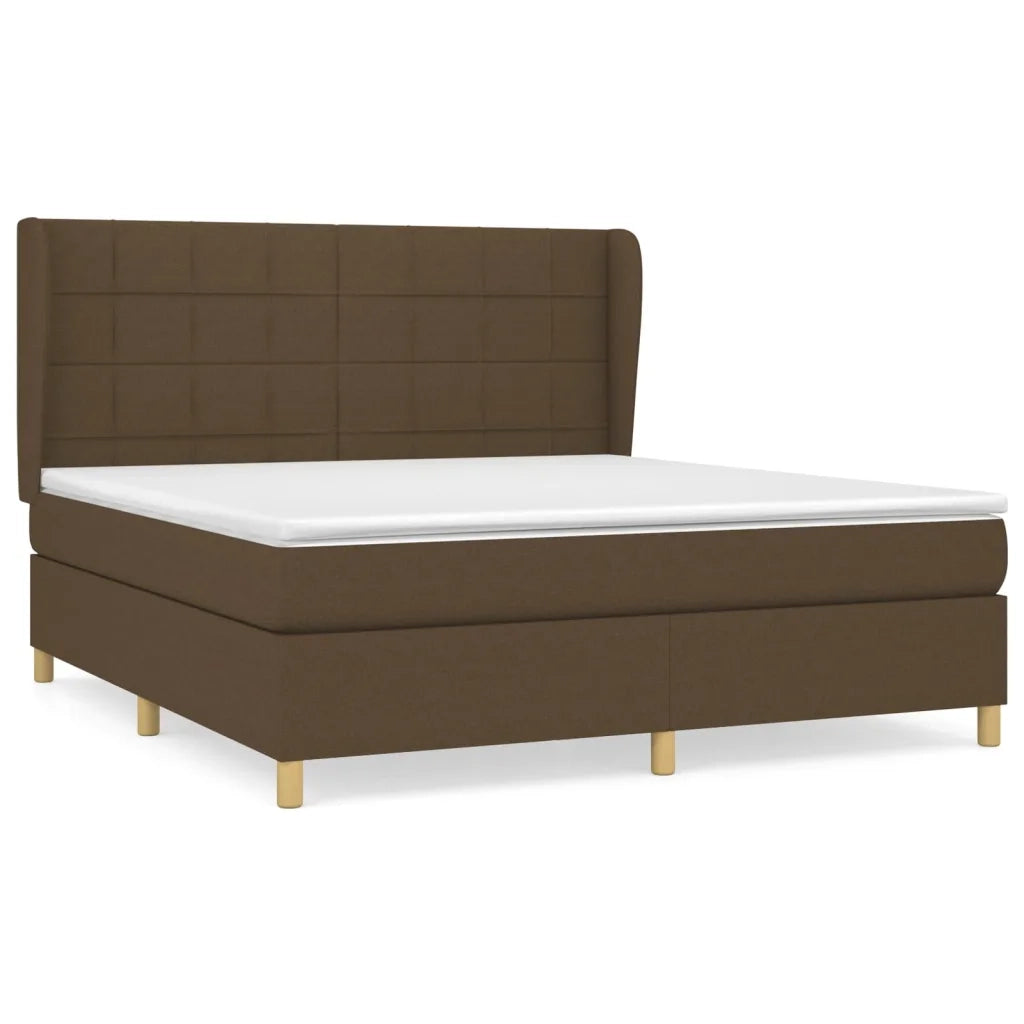 Giroletto a Molle con Materasso Marrone Scuro 160x200cm Tessuto
