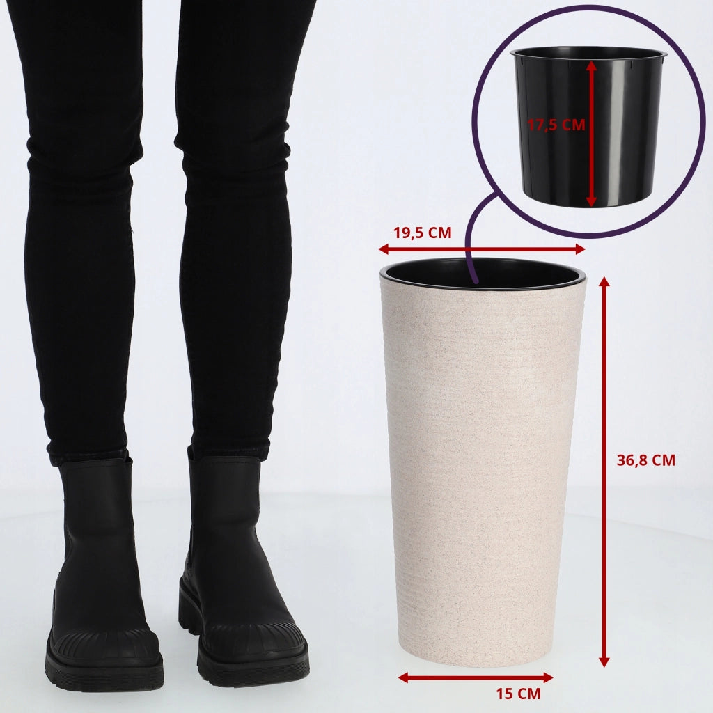 Vaso da fiori KADAX, coprivaso, alto, 37 cm, con inserto, per soggiorno, beige