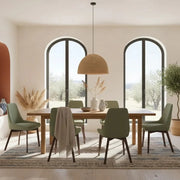 Set di 4 sedie da pranzo imbottite in tessuto verde Erythea con struttura in metallo facili da pulire | Duzzle