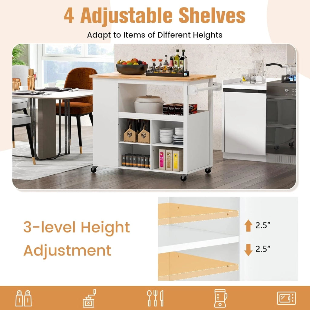 Carrello da cucina con cassetti e ripiani regolabili e portasciugamani, carrello da cucina, carrello da servizio, isola da cucina, stile moderno, per soggiorno/cucina