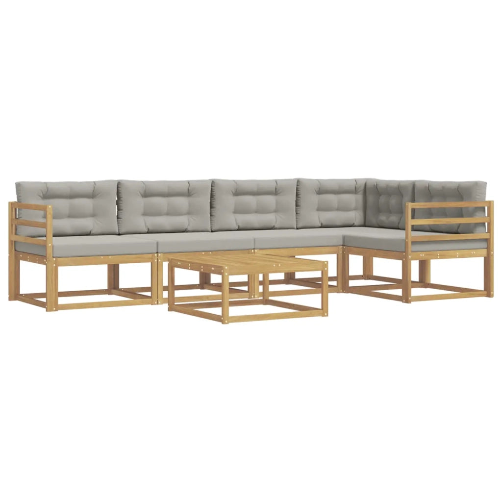 Set di divani da esterno 6 pcs Bianco e Grigio Chiaro