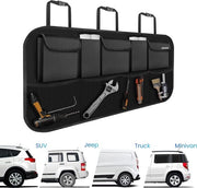 Organizzatore di bagagliaio per auto - Borsa di stivaggio con 9 contenitori - Borsa di viaggio per vacanze - Organizzatore di bagagliaio auto con contenitori elasticizzati resistenti - 108 x 52 cm