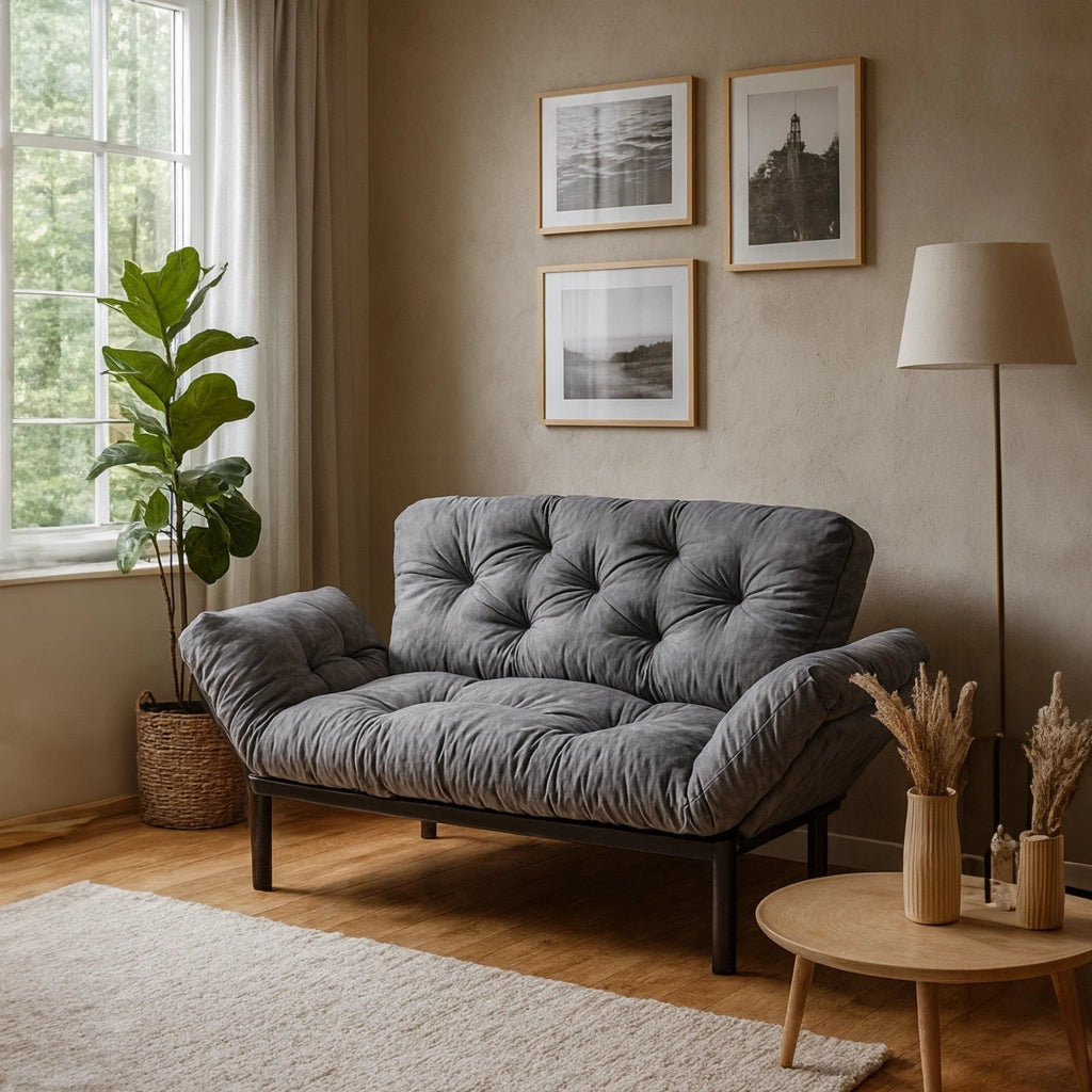 Guchol, Divano Letto 2 Posti Contenitore, 155x70 cm Grigio