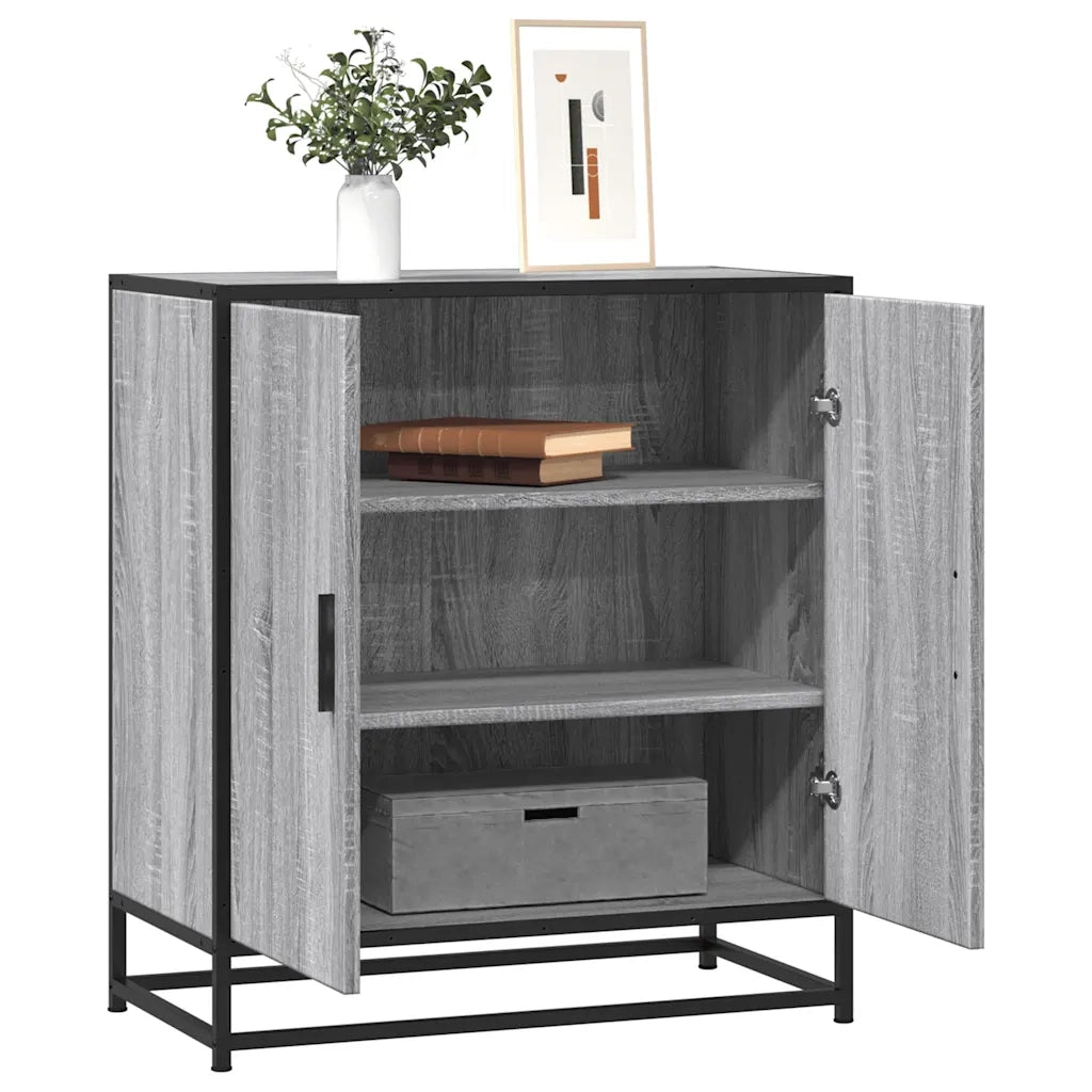 Credenza Grigio Sonoma 68x35x76 cm in Truciolato e Metallo