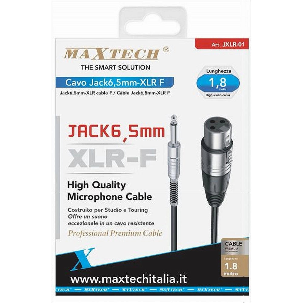 Trade Shop - Cavo Jack 6.5 Mm Mono A Xlr Femmina Audio Prolunga Per Microfono 1.8 Mt Jxlr-01 -