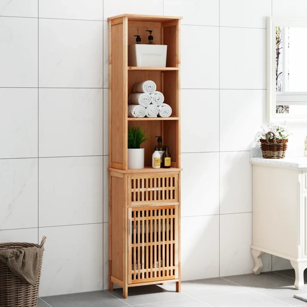 Armadietto da Bagno | Armadio da bagno 42x29x182 cm in Legno Massello di Noce