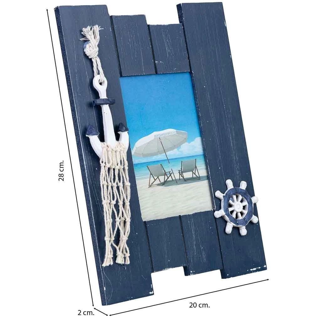 Cornice portafoto in legno blu 20x2x28h cm