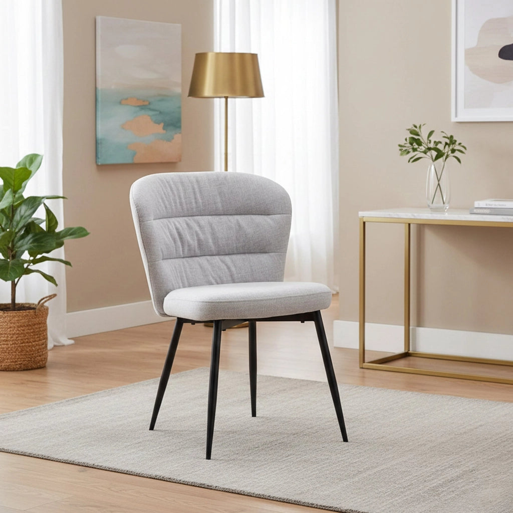Set di 2 sedie Leo, Seduta indoor, Sedia imbottita, Poltrona multiuso, 58x61 h85 cm, Nero e Grigio