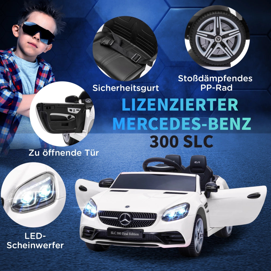 Auto Elettrica per Bambini ¨C Xylo ¨C Bianco con LED, Cintura Sicurezza e Musica 107x62,5x44cm