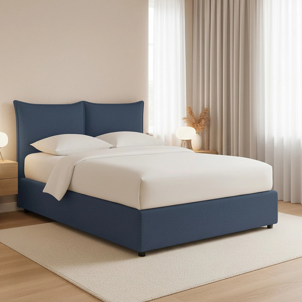 Penzance, Letto Piazza e Mezza Sfoderabile Made in Italy, blu