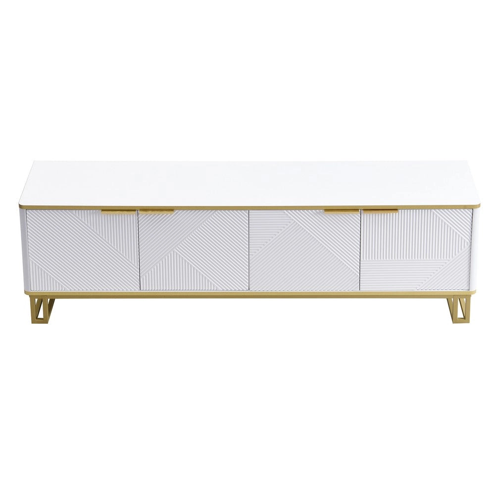 Mobile TV con Ante ¨C MINIMAL ¨C Legno, Design Geometrico, 160x37.5x48 cm