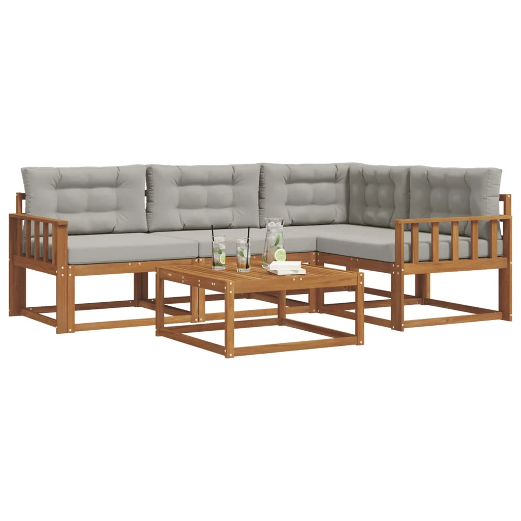 Set di divani da esterno 5 pcs Grigio Naturale e Chiaro 3367539