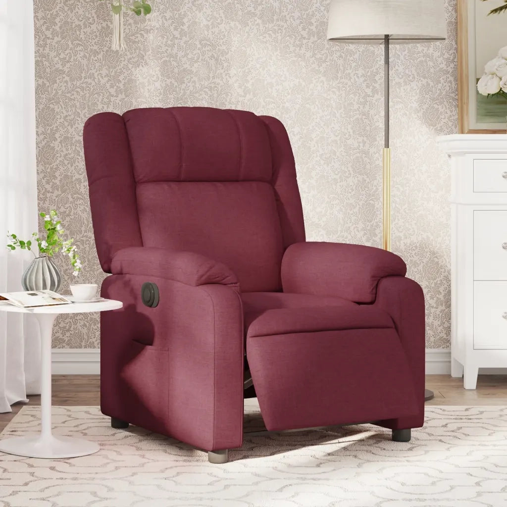 Poltrona | Sedia Relax Elettrica Reclinabile Rosso Vino in Tessuto
