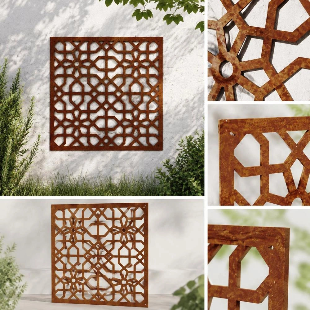Garden Wall Decoration 55x55 Cm Corten Steel Moorish Design