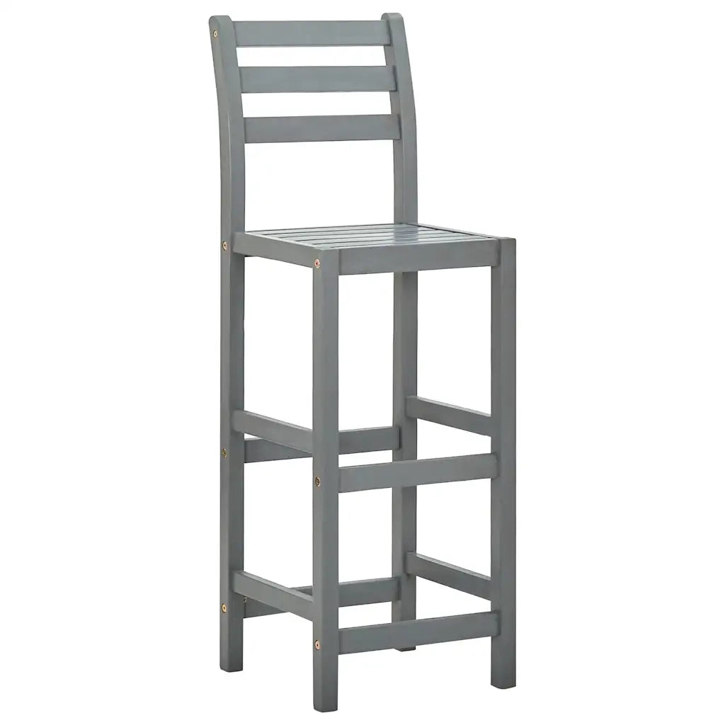 Sgabelli da Bar 4 pz Grigi in Legno Massello di Acaciacod mxl 80060