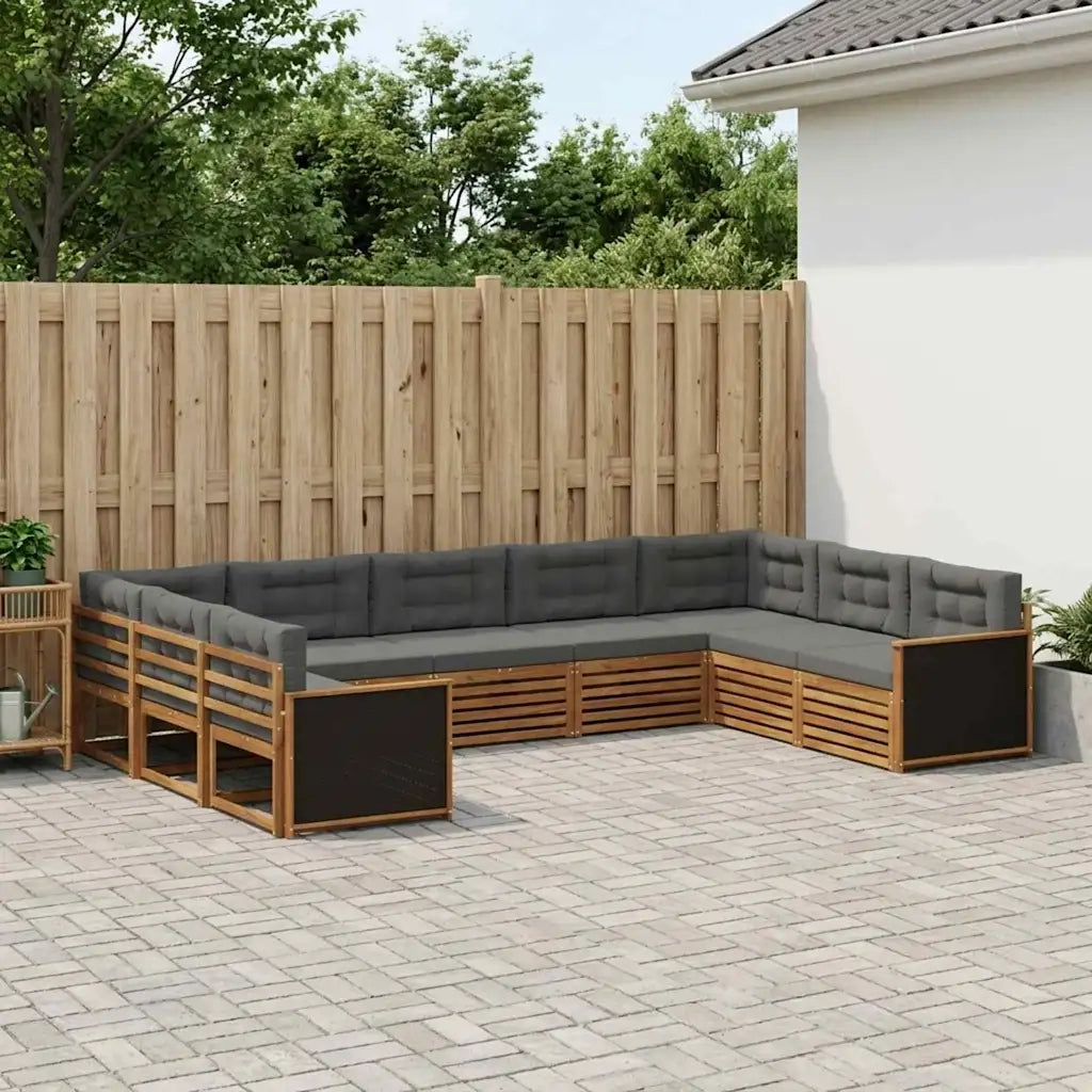 Set di divani da esterno 9 pz Naturale e Antracite 3383825