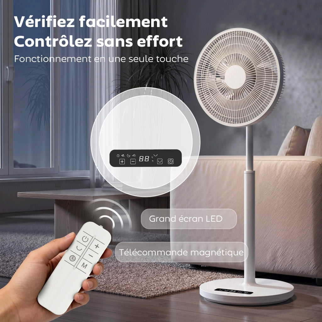 Ventilatore a piantana 39 cm ¨C zephmum ¨C 12 velocit¨¤ 4 modalit¨¤ oscillante bianco